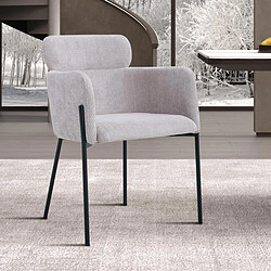 JLC KREATION Chaise fauteuil en tissu beige NOEMIE (lot de 2)