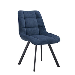 JLC KREATION Chaise de salle à manger en tissu bleu ZELIE (lot de 2)
