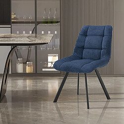 JLC KREATION Chaise de salle à manger en tissu bleu ZELIE (lot de 2)
