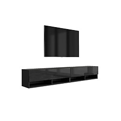 3XELIVING Meuble TV : (2 x 100) Noir Mat / Noir Brillant, 200 × 32 × 34 cm