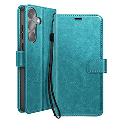 Mayaxess Étui Portefeuille pour Galaxy S26 avec Dragonne et Fonction Stand Turquoise
