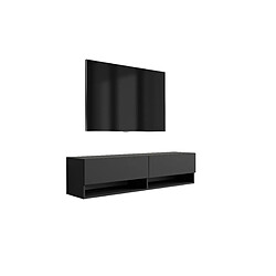 3XELIVING Meuble TV : Noir Mat, 140 × 32 × 34 cm