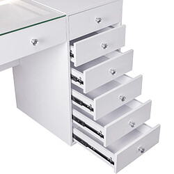 Avis FENCHILIN Coiffeuse avec éclairage LED Blanc 120 cm 8 Tiroir