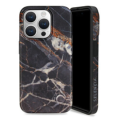 Selencia Aurora Coque Fashion pour Apple iPhone 15 Pro - Onyx Black Marble