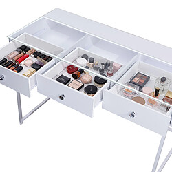 FENCHILIN Coiffeuse avec Miroir à Éclairage LED Dimmable Blanc 115cm 3 Tiroirs