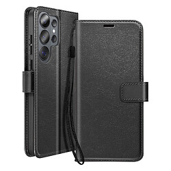 Mayaxess Étui Portefeuille pour Galaxy S26 Ultra avec Dragonne et Fonction Stand Noir