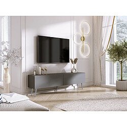3XELIVING Meuble TV : Anthracite, pieds Chrome, 170 x 52 x 32 cm