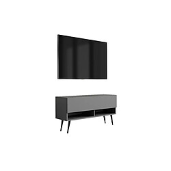3XELIVING Meuble TV : Anthracite, pieds obliques noirs, 100 × 32 × 52 cm