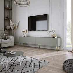 3XELIVING Meuble TV : Aloès, 170 x 52 x 32 cm, pieds dorées