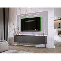 Acheter 3XELIVING Meuble TV : Anthracite, pieds dorées, 140 x 52 x 32 cm
