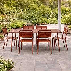 Concept Usine Ensemble table de jardin 160 cm et 6 chaises terracotta BERGAME pas cher