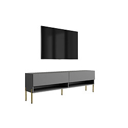 3XELIVING Meuble TV : Anthracite, pieds droits noirs, 170 × 32 × 52 cm