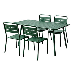 Concept Usine Ensemble table de jardin 120 cm et 4 chaises vert BERGAME