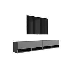 3XELIVING Meuble TV : (2 x 100) Anthracite, 200 × 32 × 34 cm