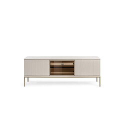 3XELIVING Meuble TV moderne avec façade cannelée, 154 × 56 × 39 cm, Cachemire / Or