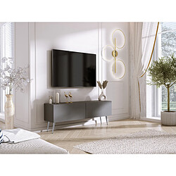 3XELIVING Meuble TV : Anthracite, pieds Chrome, 140 x 52 x 32 cm