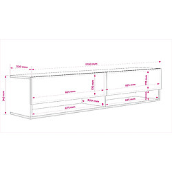 Avis 3XELIVING Meuble TV : Anthracite, LED blanc, 170 × 32 × 34 cm