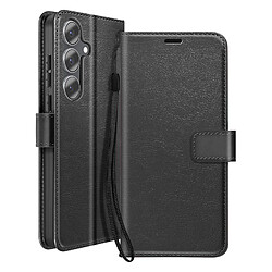 Mayaxess Étui Portefeuille pour Galaxy S25 FE avec Dragonne et Fonction Stand Noir
