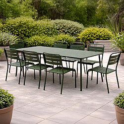 Concept Usine Ensemble table de jardin 160 cm et 6 chaises vert BERGAME pas cher