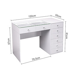 Acheter FENCHILIN Coiffeuse avec éclairage LED Blanc 120 cm 8 Tiroir