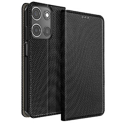 Mayaxess Étui pour Moto G17 Effet Strié avec Porte-carte et Fonction Stand Noir