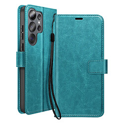 Mayaxess Étui Portefeuille pour Galaxy S26 Ultra avec Dragonne et Fonction Stand Turquoise