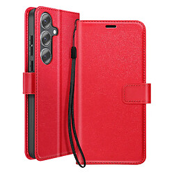 Mayaxess Étui Portefeuille pour Galaxy S25 FE avec Dragonne et Fonction Stand Rouge