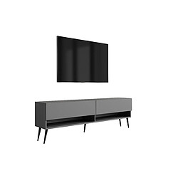 3XELIVING Meuble TV : Anthracite, pieds obliques noirs, 170 × 32 × 52 cm