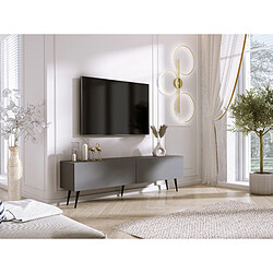 3XELIVING Meuble TV : Anthracite, pieds noires, 170 x 52 x 32 cm