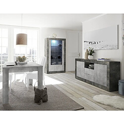 Acheter JLC KREATION Vitrine moderne gris oxyde et gris béton 2 portes 110cm NIO