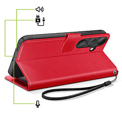 Acheter Mayaxess Étui Portefeuille pour Galaxy S26 avec Dragonne et Fonction Stand Rouge