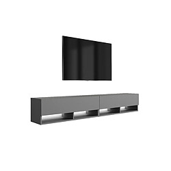 3XELIVING Meuble TV : (2 x 100) Anthracite, LED blanc, 200 × 32 × 34 cm