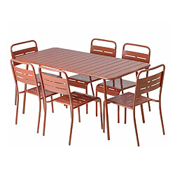 Concept Usine Ensemble table de jardin 160 cm et 6 chaises terracotta BERGAME
