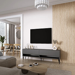 3XELIVING Meuble TV : Anthracite, pieds obliques noirs, 170 × 32 × 52 cm