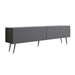 3XELIVING Meuble TV : Anthracite, pieds Chrome, 170 x 52 x 32 cm