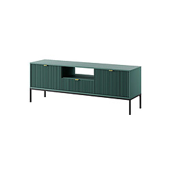 3XELIVING Meuble TV : Labrador, Noir, 154 x 56 x 39 cm, poignées dorées