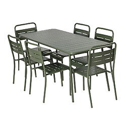 Concept Usine Ensemble table de jardin 160 cm et 6 chaises vert BERGAME 