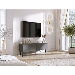 3XELIVING Meuble TV : Anthracite, pieds noires, 140 x 52 x 32 cm