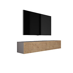 3XELIVING Meuble TV Suspendu, 170 x 34 x 32 cm, Antracite / Chêne Lancelot