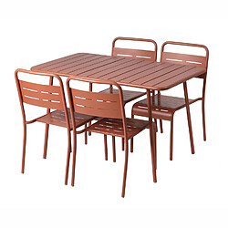 Concept Usine Ensemble table de jardin 120 cm et 4 chaises terracotta BERGAME