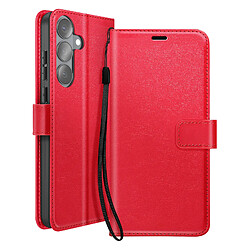 Mayaxess Étui Portefeuille pour Galaxy S26 Plus avec Dragonne et Fonction Stand Rouge