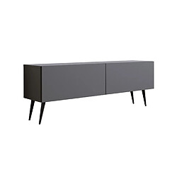 3XELIVING Meuble TV : Anthracite, pieds noires, 140 x 52 x 32 cm