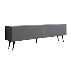 3XELIVING Meuble TV : Anthracite, pieds noires, 170 x 52 x 32 cm