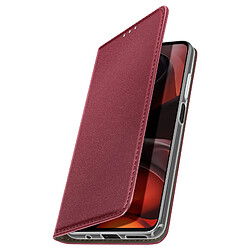 Mayaxess Étui Folio pour Moto G17 avec Porte-cartes et Fonction Support Vidéo Bordeaux