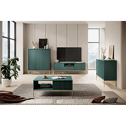 3XELIVING Meuble TV : Labrador, or, 154 x 56 x 39 cm, poignées dorées pas cher