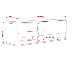 Avis 3XELIVING Meuble TV : Anthracite, LED blanc, 100 × 32 × 34 cm