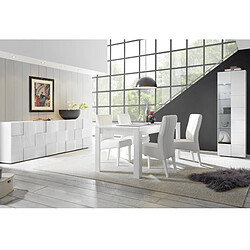 JLC KREATION Salle à manger complète design laqué blanc MADO