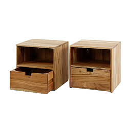 JLC KREATION Table de chevet en bois massif TALF murale 1T (lot de 2)
