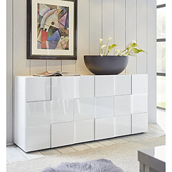 JLC KREATION Buffet bas design laqué blanc 3 portes MADO