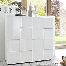 JLC KREATION Buffet haut design laqué blanc 2 portes MADO